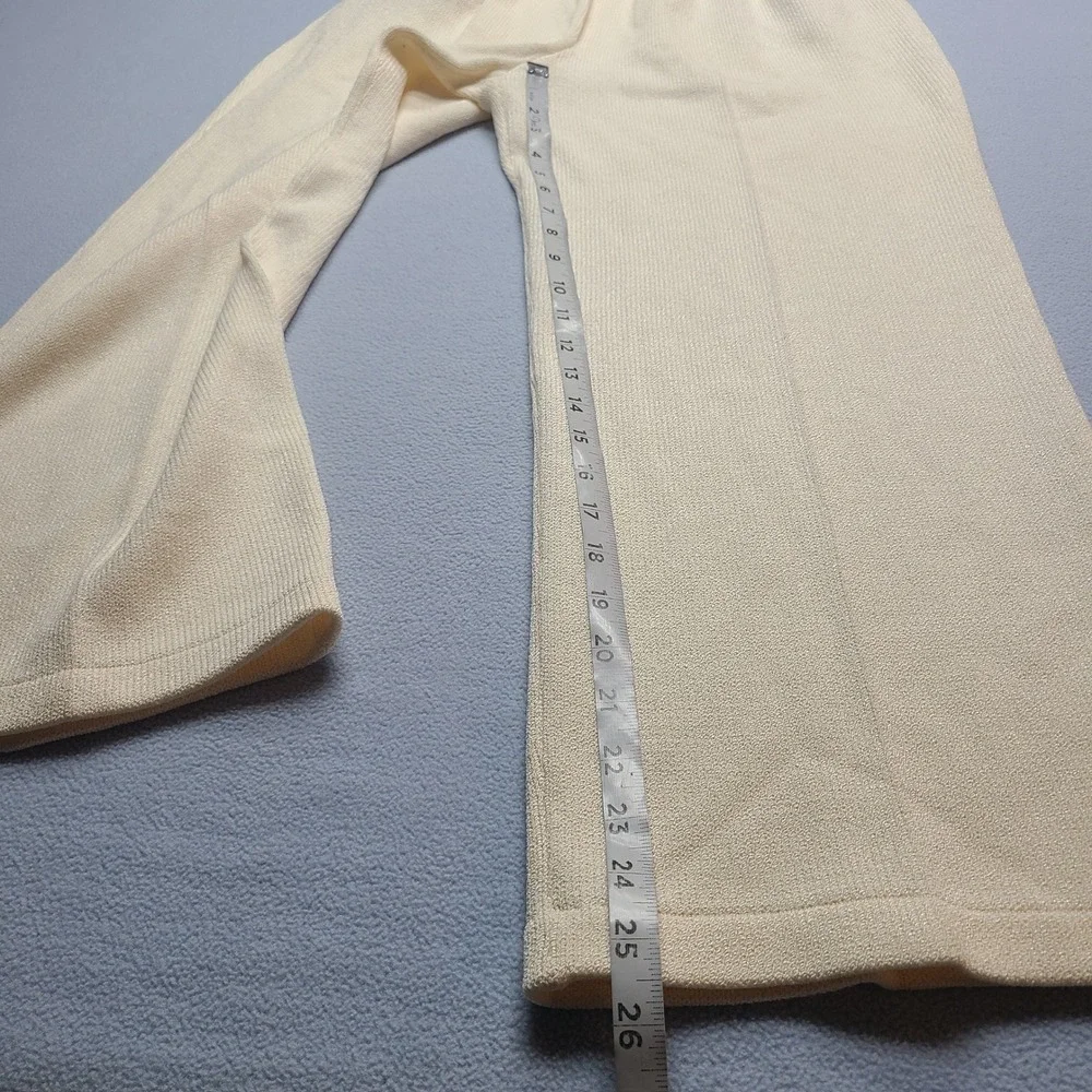 St. John Collection Knit Pants Womens 6 Cream Excellent Pleated Santana Wide Leg
